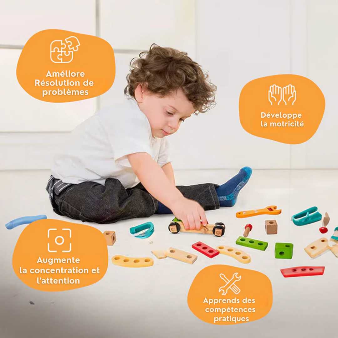 Boîte à outils en bois Montessori