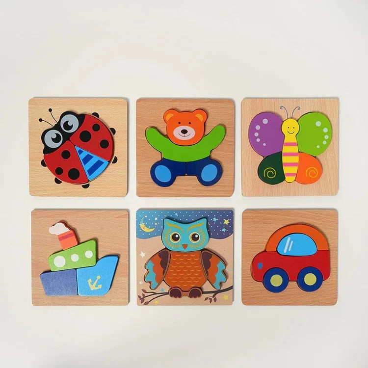 Puzzles en bois Montessori (6 pièces)