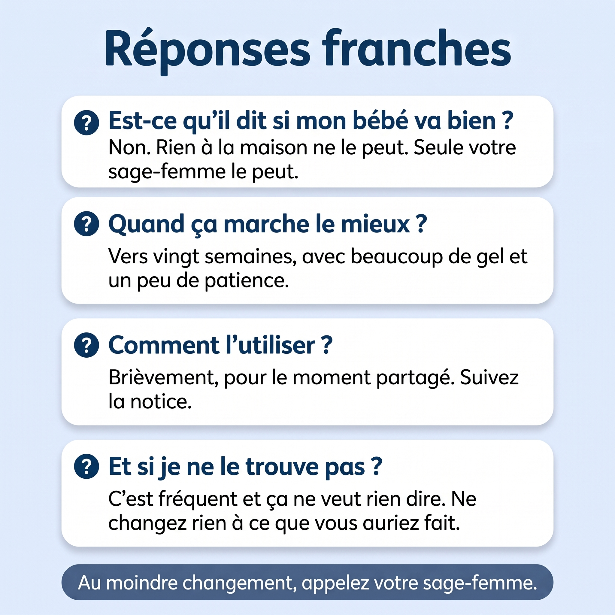 Réponses franches sur le doppler fœtal : il ne dit pas si bébé va bien, seule votre sage-femme le peut